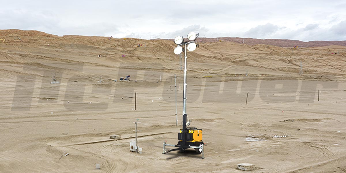 Solar trailer light tower and diesel trailer light towe